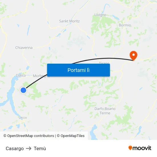 Casargo to Temù map