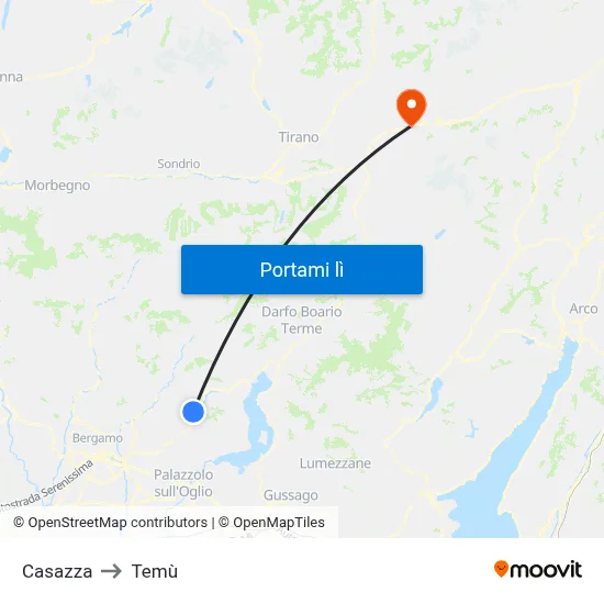 Casazza to Temù map