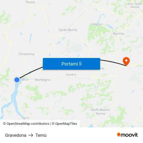 Gravedona to Temù map