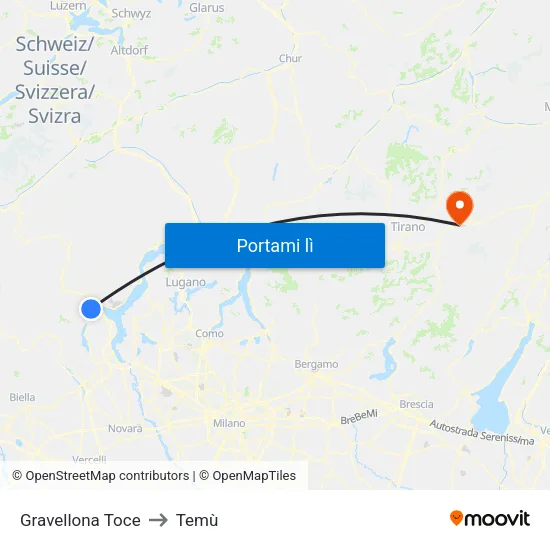 Gravellona Toce to Temù map