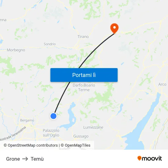Grone to Temù map