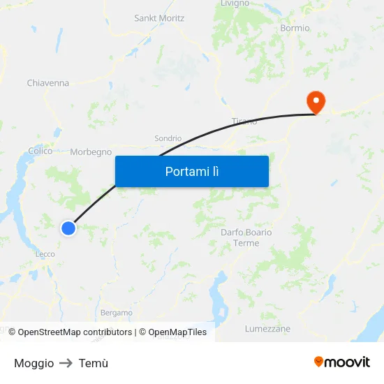 Moggio to Temù map