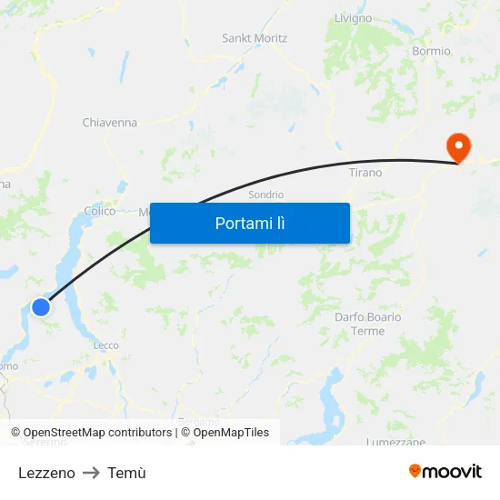 Lezzeno to Temù map