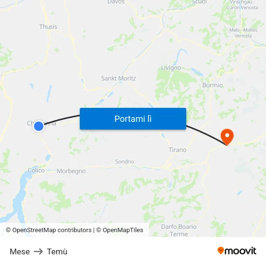 Mese to Temù map
