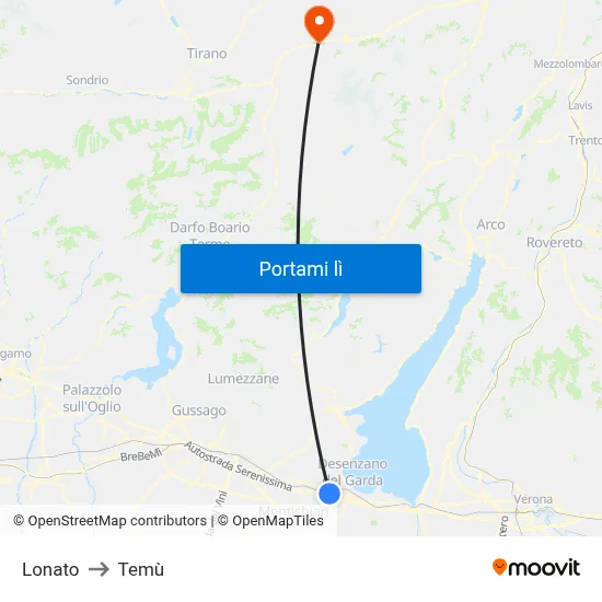 Lonato to Temù map