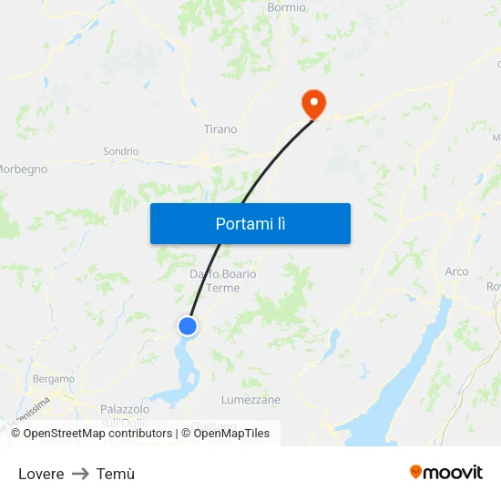 Lovere to Temù map