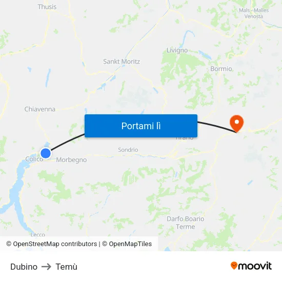 Dubino to Temù map