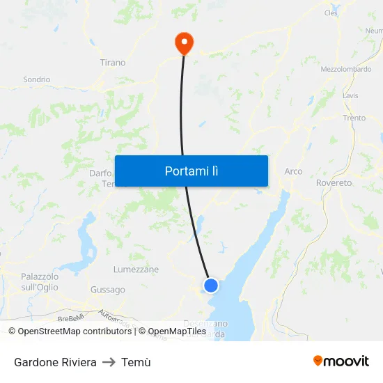 Gardone Riviera to Temù map