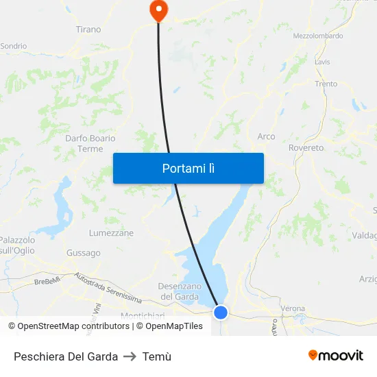 Peschiera Del Garda to Temù map
