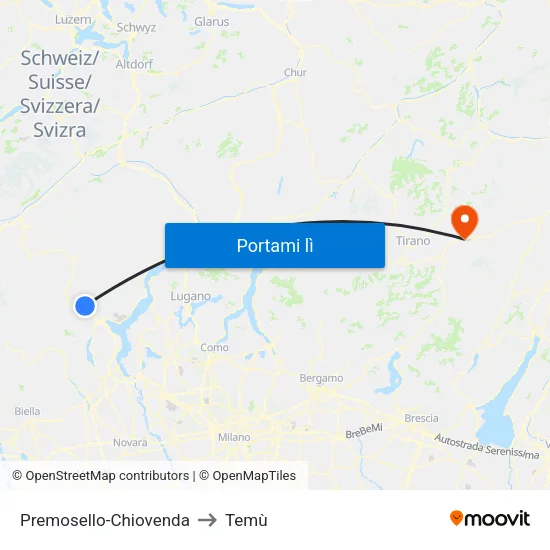Premosello-Chiovenda to Temù map