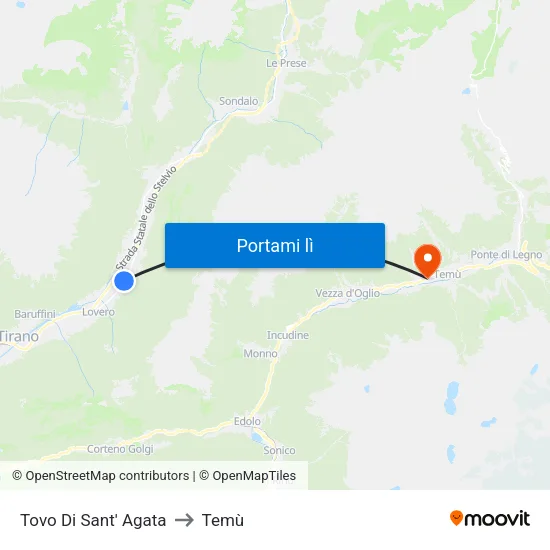 Tovo Di Sant' Agata to Temù map