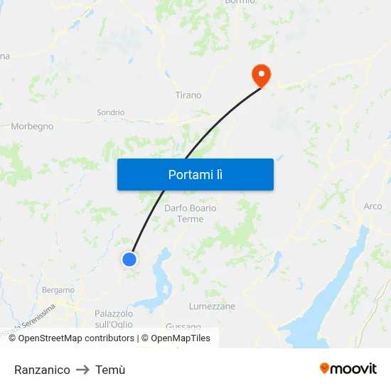 Ranzanico to Temù map