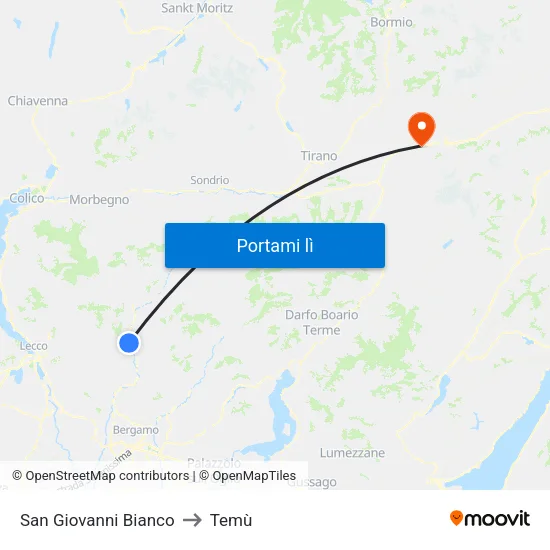 San Giovanni Bianco to Temù map