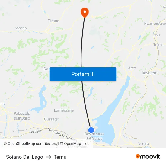 Soiano Del Lago to Temù map