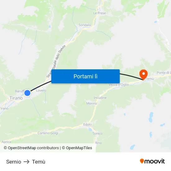 Sernio to Temù map