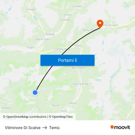 Vilminore Di Scalve to Temù map