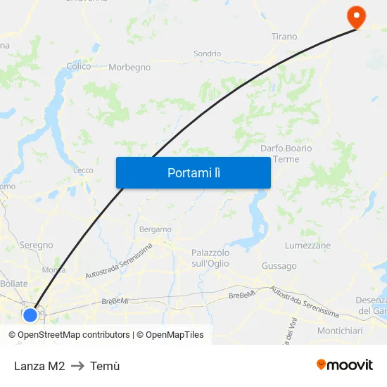 Lanza M2 to Temù map