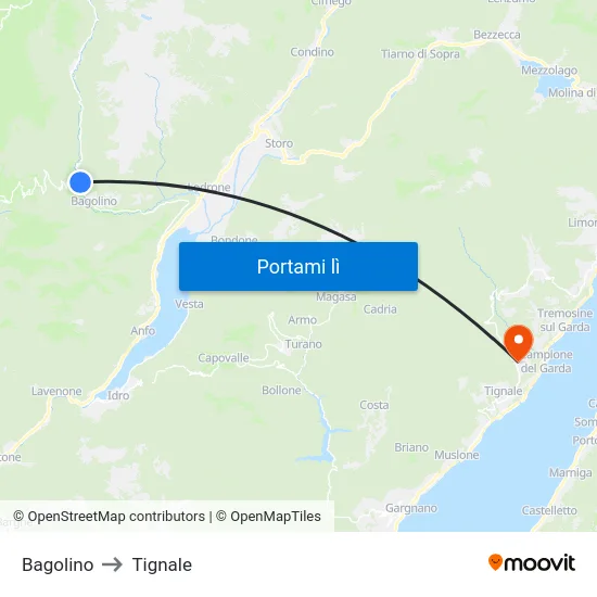 Bagolino to Tignale map