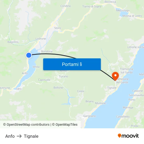 Anfo to Tignale map