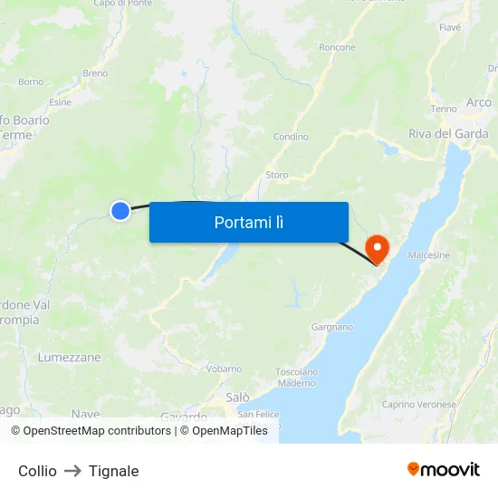 Collio to Tignale map