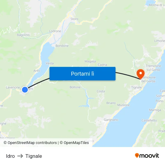 Idro to Tignale map