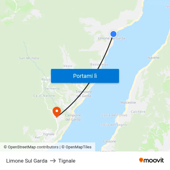 Limone Sul Garda to Tignale map