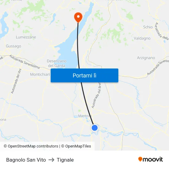 Bagnolo San Vito to Tignale map