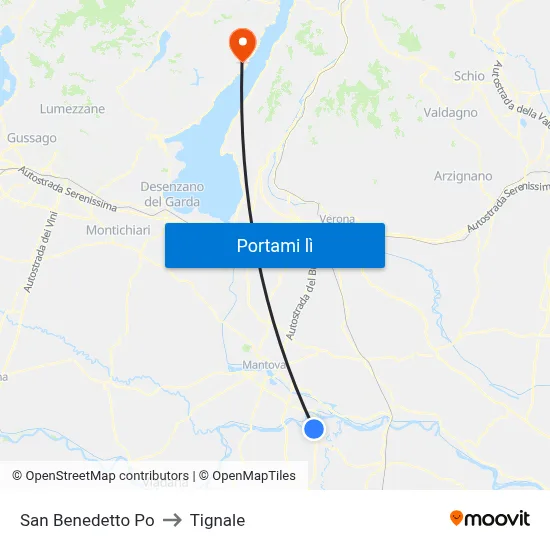 San Benedetto Po to Tignale map