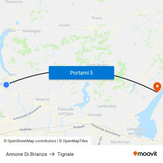 Annone Di Brianza to Tignale map
