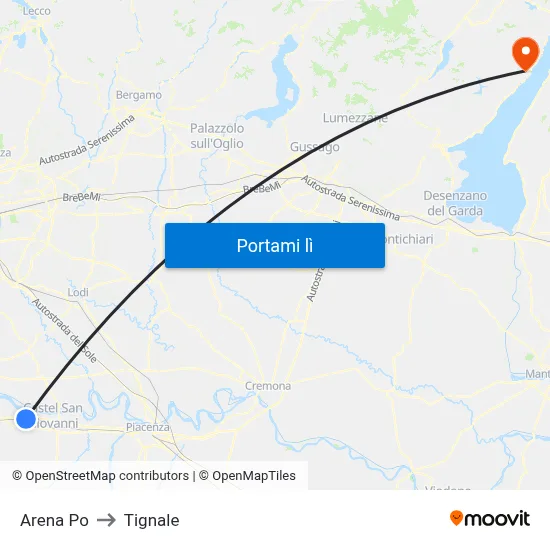 Arena Po to Tignale map