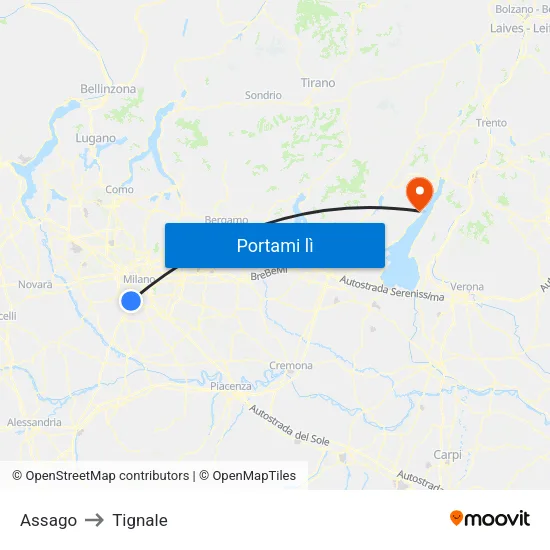 Assago to Tignale map