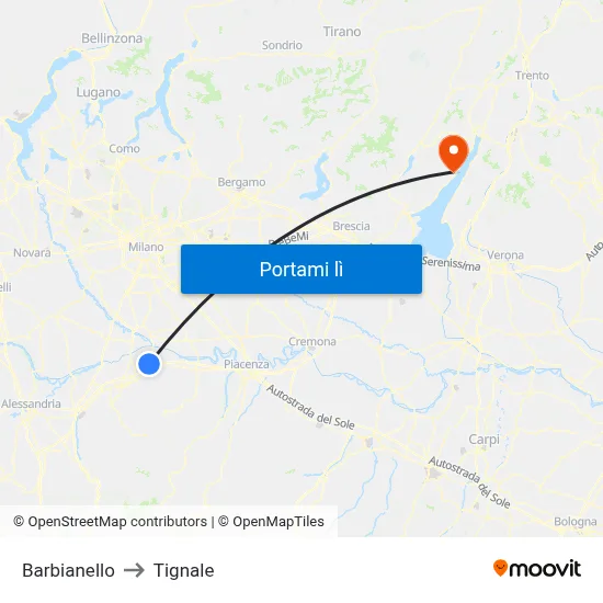 Barbianello to Tignale map