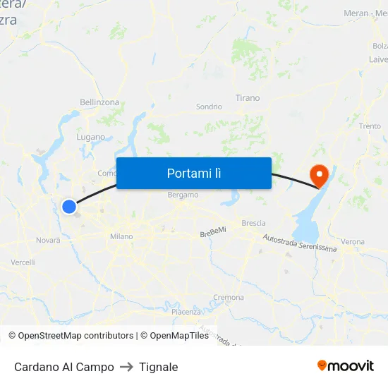 Cardano Al Campo to Tignale map