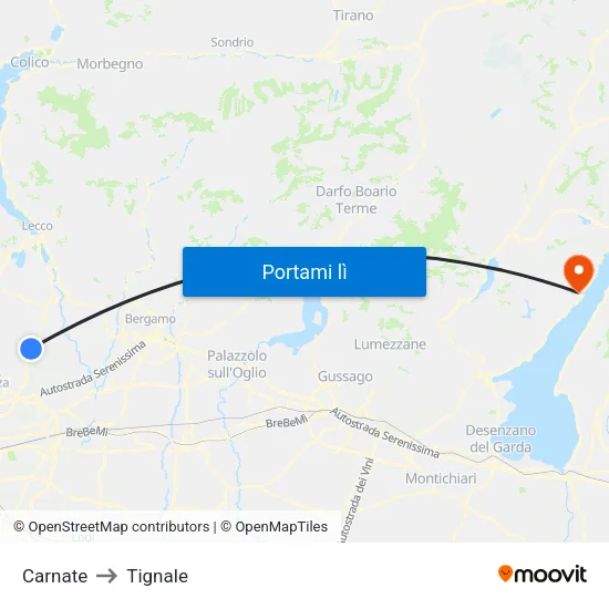 Carnate to Tignale map