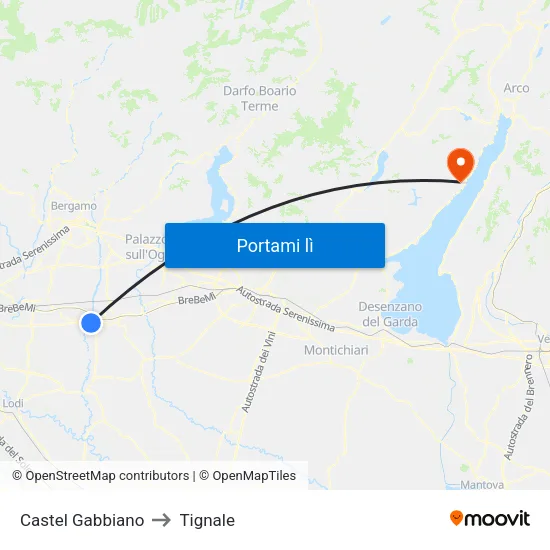 Castel Gabbiano to Tignale map