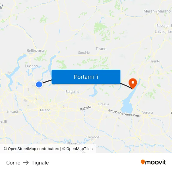 Como to Tignale map