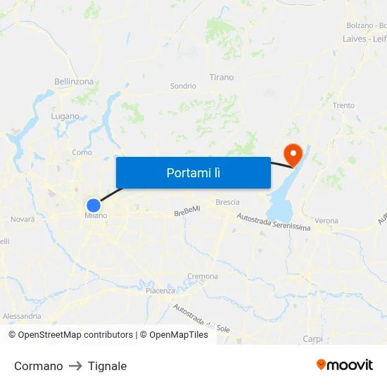 Cormano to Tignale map