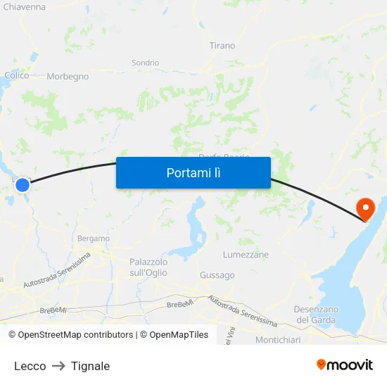 Lecco to Tignale map