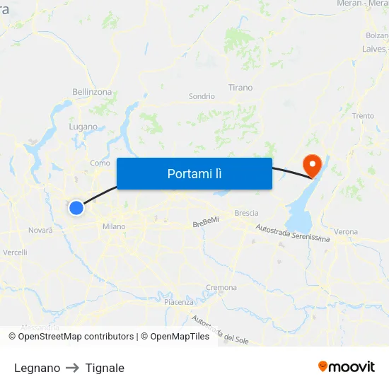 Legnano to Tignale map