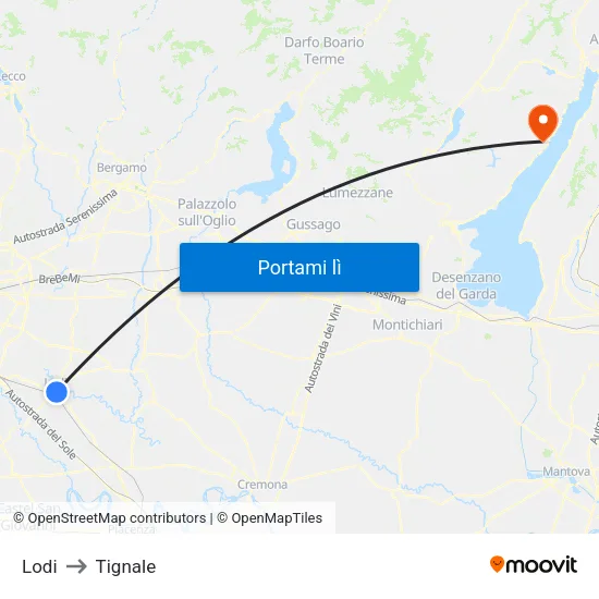 Lodi to Tignale map