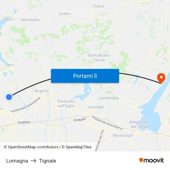 Lomagna to Tignale map