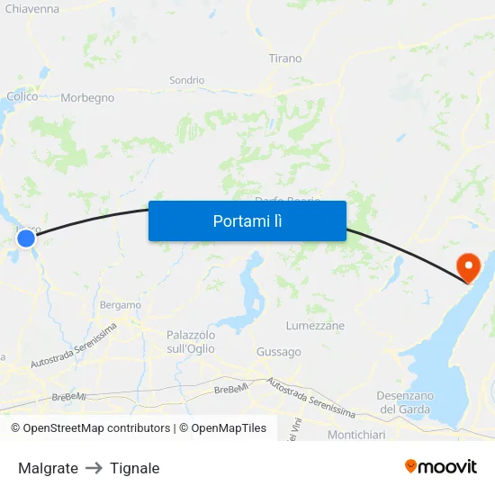 Malgrate to Tignale map