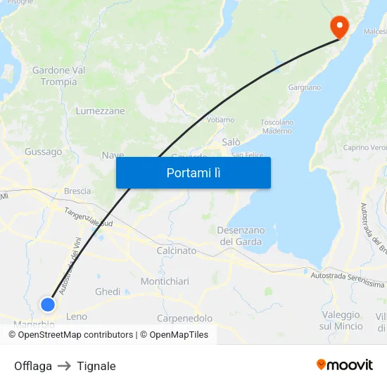 Offlaga to Tignale map