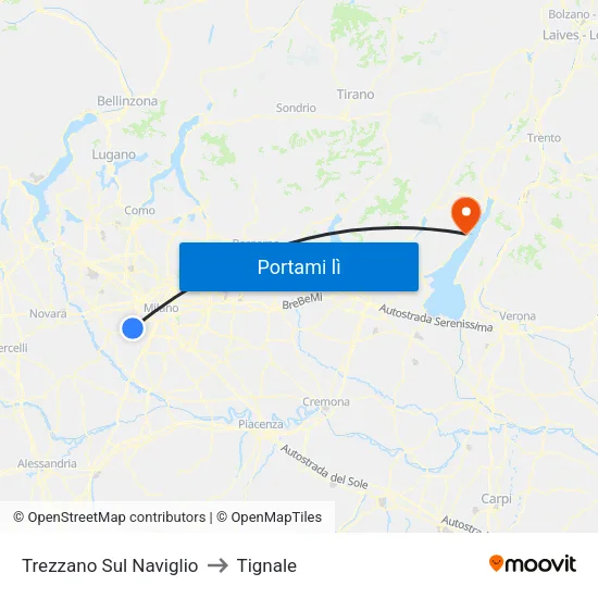 Trezzano Sul Naviglio to Tignale map