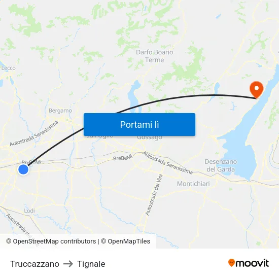 Truccazzano to Tignale map