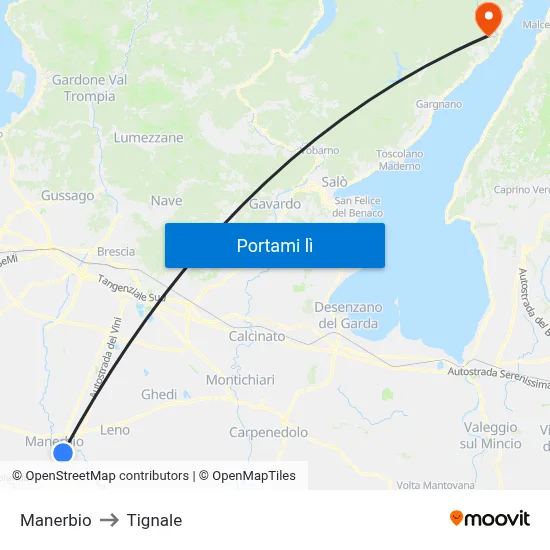 Manerbio to Tignale map