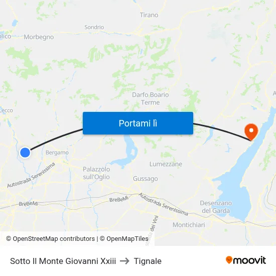 Sotto Il Monte Giovanni Xxiii to Tignale map