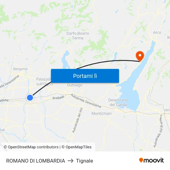 ROMANO DI LOMBARDIA to Tignale map