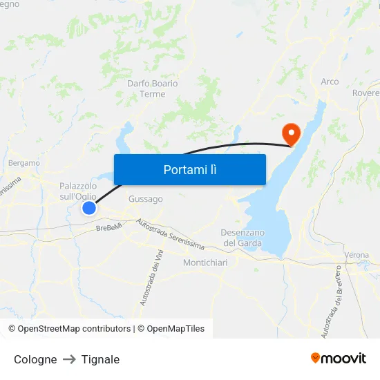 Cologne to Tignale map