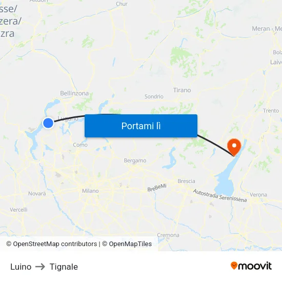 Luino to Tignale map